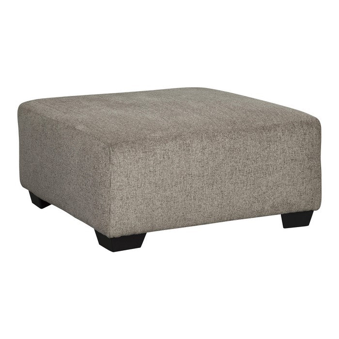 Square Textured Fabric Upholstered Oversized Accent Ottoman, Light Gray
