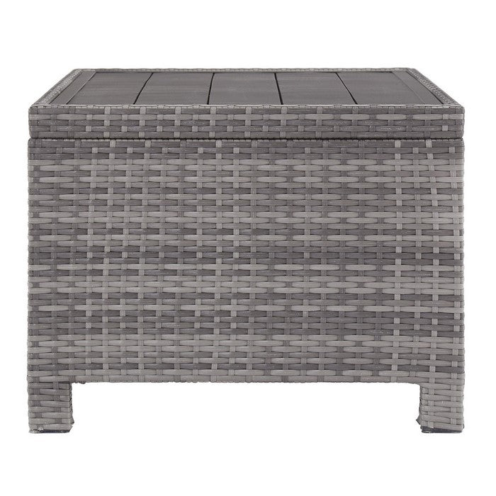 Wicker Woven Aluminum Frame Cocktail Table with Open Shelf, Gray