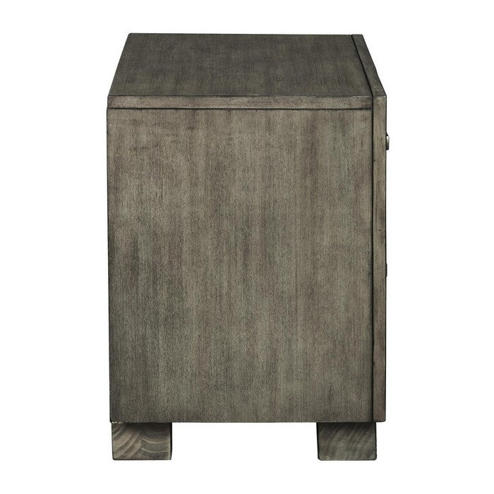 Modern Style Wooden Two Drawer Setup Nightstand with Block Legs, Gray