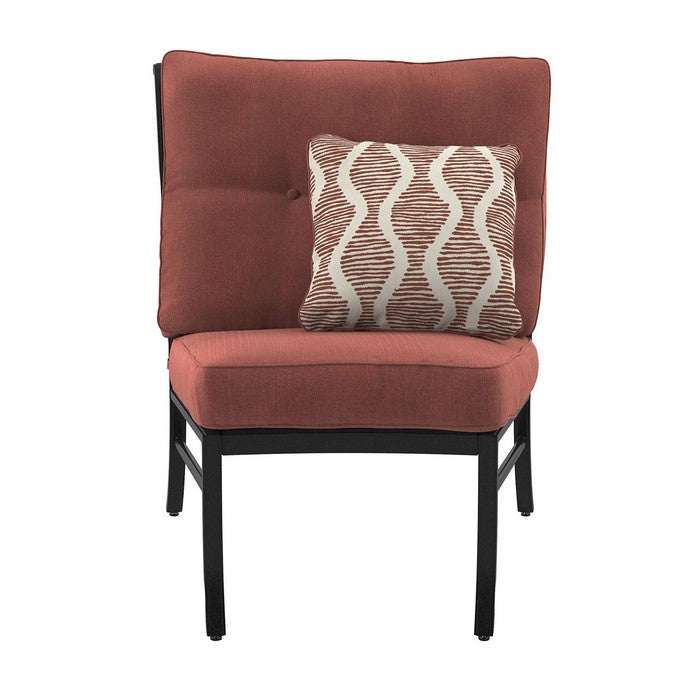 Aluminum Frame Armless Chair with Cushion Seating, Red and Black