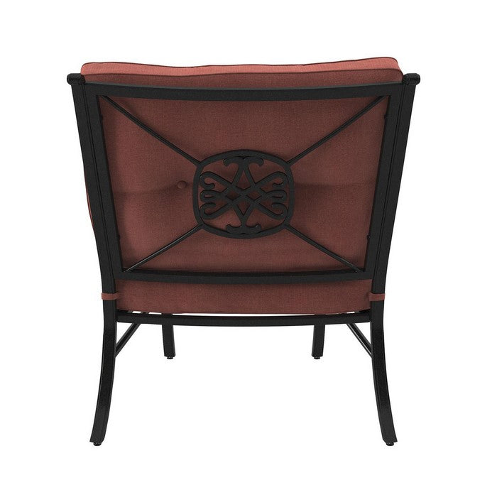 Aluminum Frame Armless Chair with Cushion Seating, Red and Black