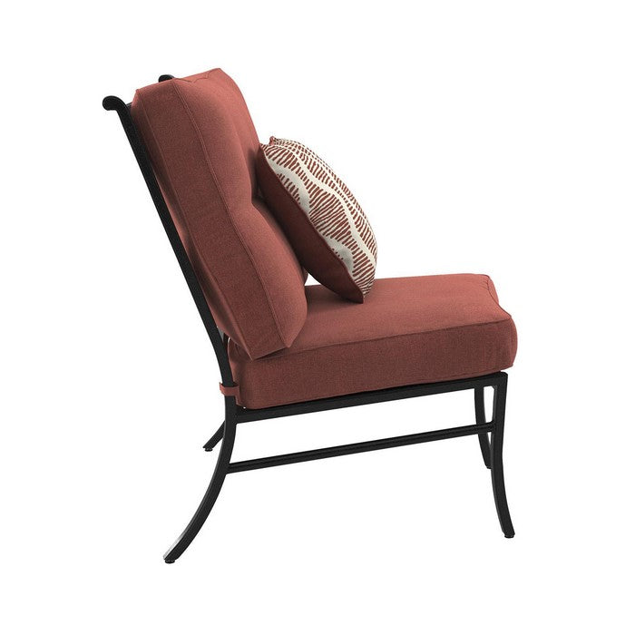 Aluminum Frame Armless Chair with Cushion Seating, Red and Black