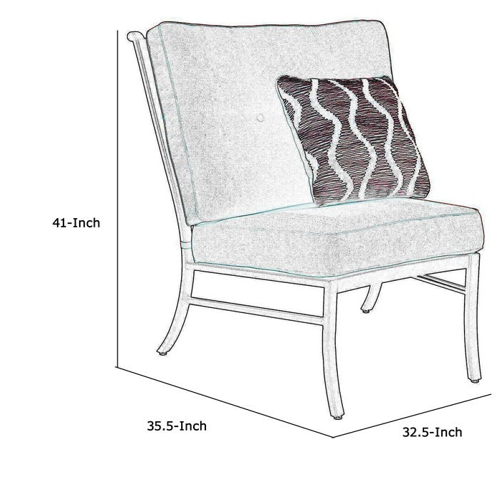 Aluminum Frame Armless Chair with Cushion Seating, Red and Black