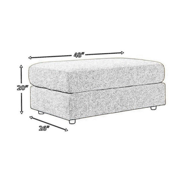 Rectangular Fabric Upholstered Oversized Accent Ottoman, Light Gray