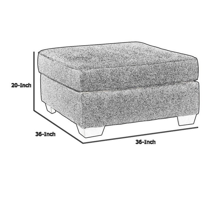Square Fabric Upholstered Oversized Accent Ottoman, Charcoal Gray