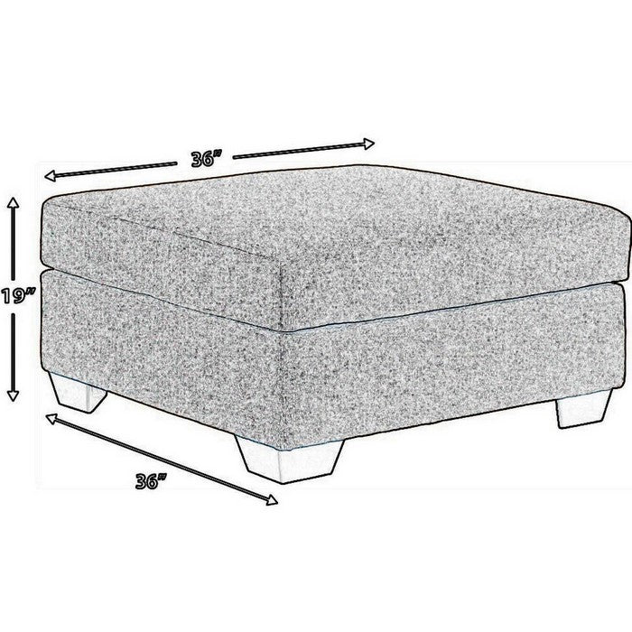Square Fabric Upholstered Wooden Frame Oversized Accent Ottoman, Gray