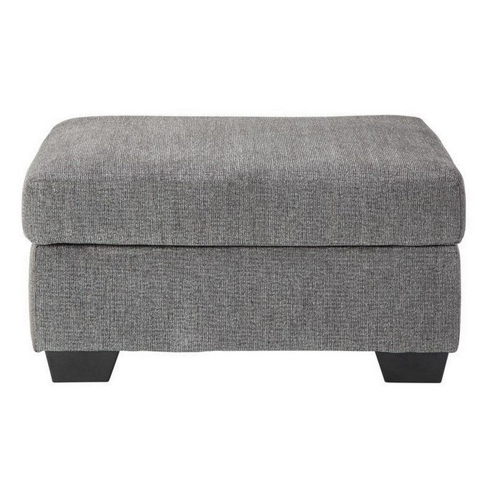 Square Textured Fabric Upholstered Oversized Accent Ottoman, Gray