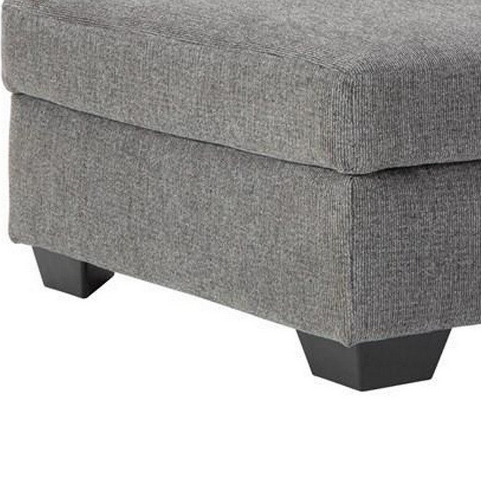 Square Textured Fabric Upholstered Oversized Accent Ottoman, Gray