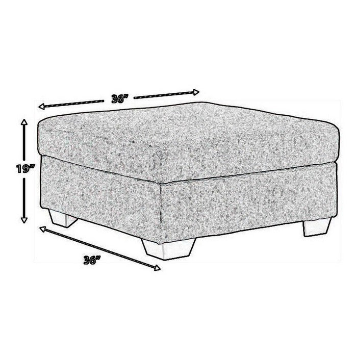 Square Textured Fabric Upholstered Oversized Accent Ottoman, Gray