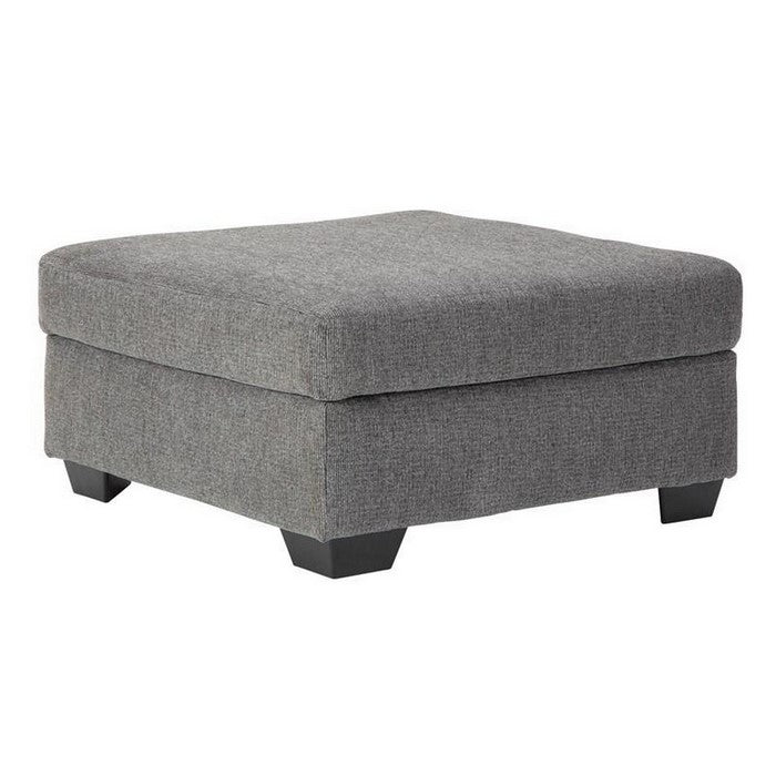 Square Textured Fabric Upholstered Oversized Accent Ottoman, Gray