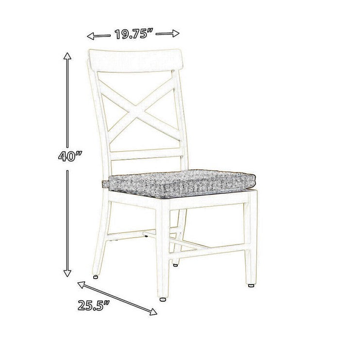 Padded Aluminum Frame Chair with X Backrest, Set of 2, White and Brown