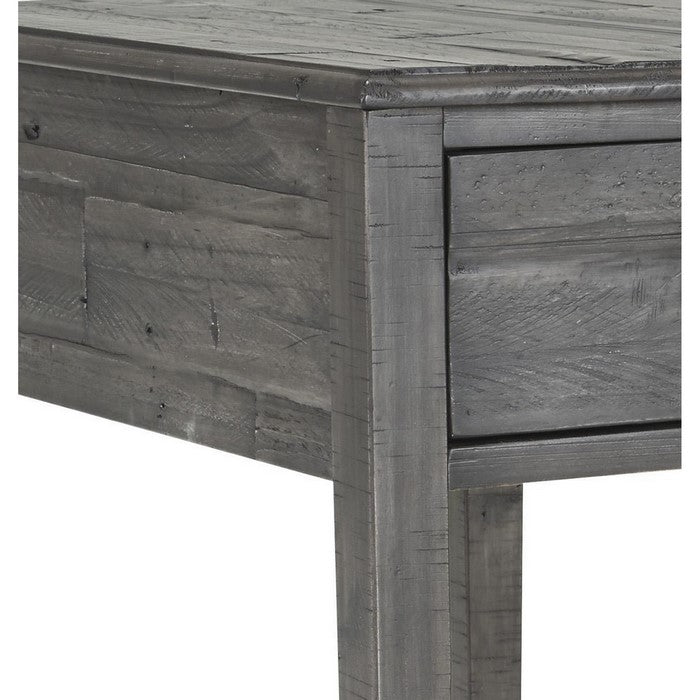Farmhouse Style Wooden End Table with 1 Drawer and Open Bottom Shelf, Gray