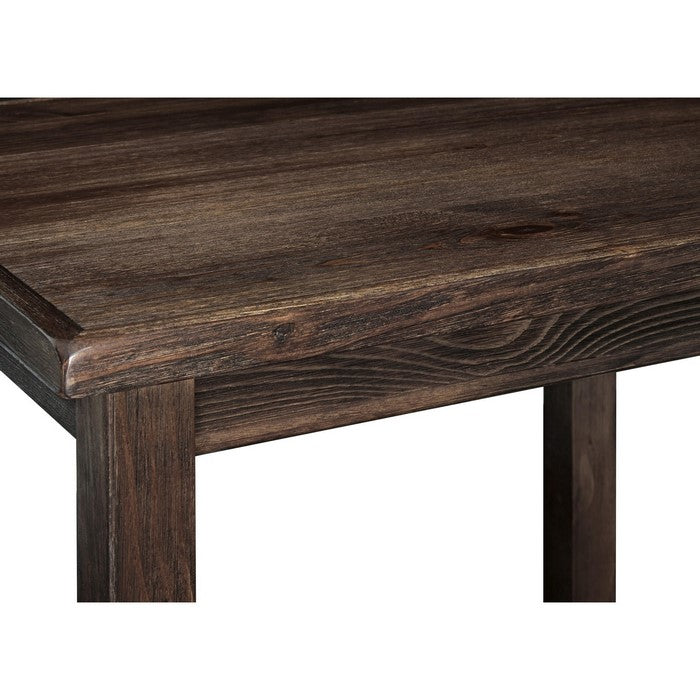 Wooden End Table with Slated Open Bottom Shelf and Block Legs, Brown