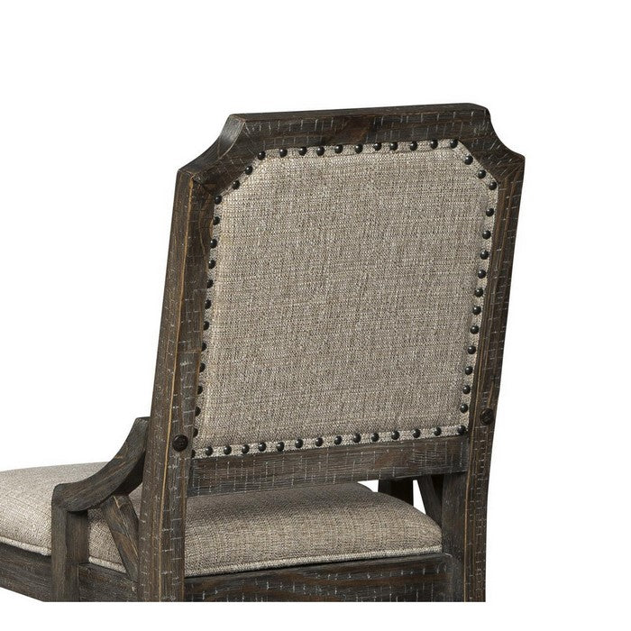 Transitional Wooden Barstool with Nailhead Trim, Set of 2, Brown