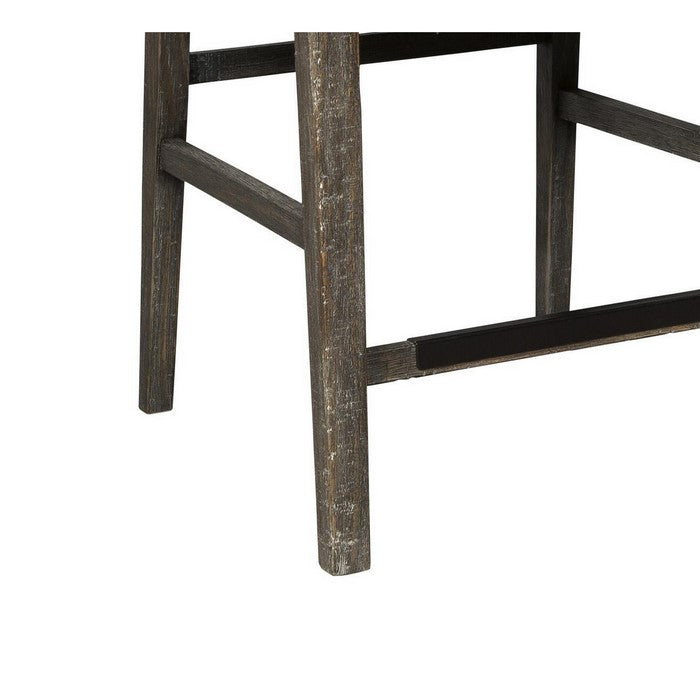 Transitional Wooden Barstool with Nailhead Trim, Set of 2, Brown
