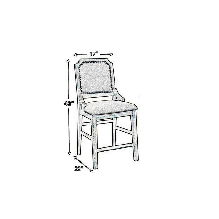 Transitional Wooden Barstool with Nailhead Trim, Set of 2, Brown