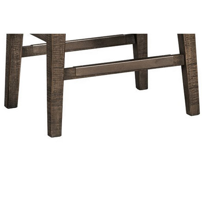 Transitional Armless Wooden Stool with Nailhead Trim, Set of 2, Brown