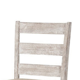 Armless Wooden Barstool Set with Textured Finish, Brown and White