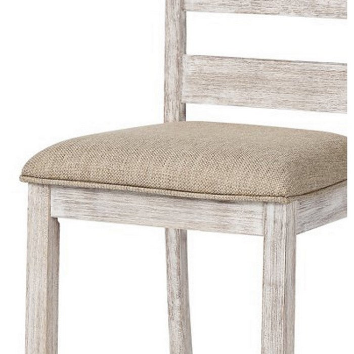Armless Wooden Barstool Set with Textured Finish, Brown and White