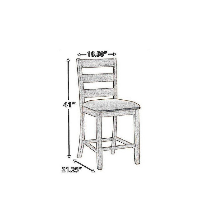 Armless Wooden Barstool Set with Textured Finish, Brown and White