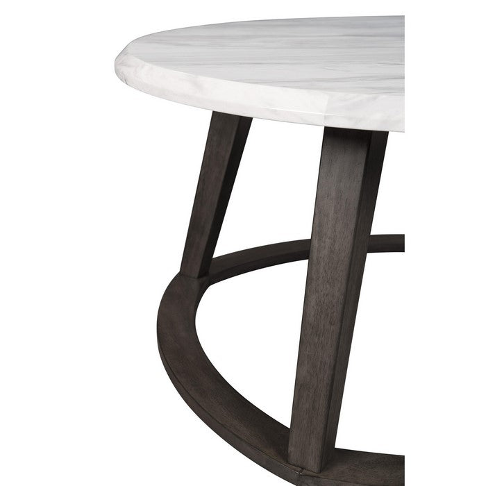 Faux Marble Table Set with 1 Coffee Table and 2 End Tables, White and Black
