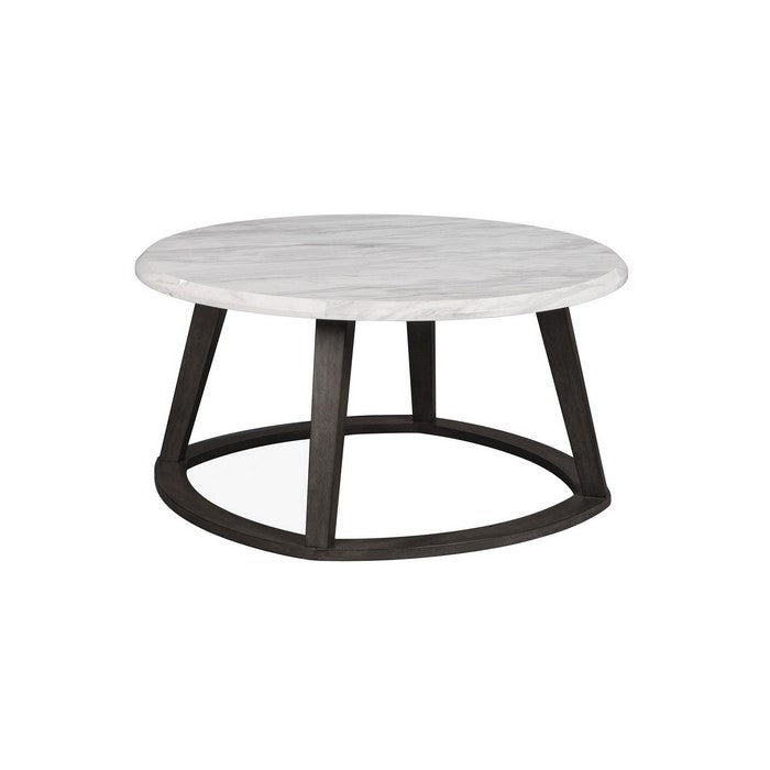 Faux Marble Table Set with 1 Coffee Table and 2 End Tables, White and Black