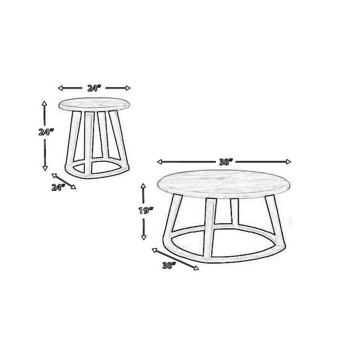 Faux Marble Table Set with 1 Coffee Table and 2 End Tables, White and Black