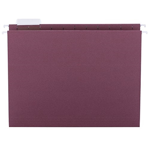 Smead Hanging File Folder with Tab, 1/5-Cut Adjustable Tab, Letter Size, Maroon, 25 per Box (64073)