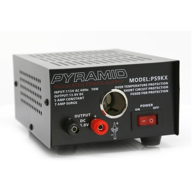 Pyramid Bench Power Supply | AC-to-DC Power Converter | 5.0 Amp Power Supply with Car/Vehicle Power Outlet (PS9KX)