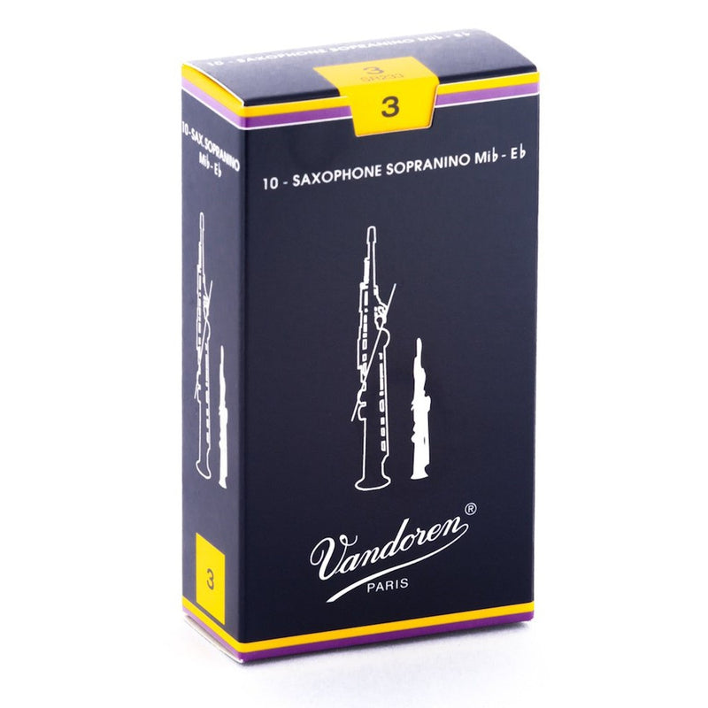 Vandoren SR233 Sopranino Sax Traditional Reeds Strength 3; Box of 10