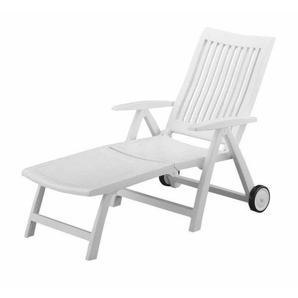 Kettler Roma Folding Lounger in White Resin