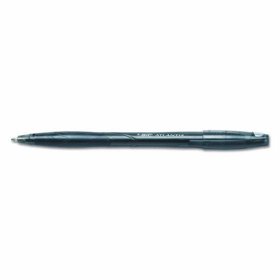 BIC Atlantis Stic Ballpoint Pen, Medium Point (1.0mm), Black, 12-Count