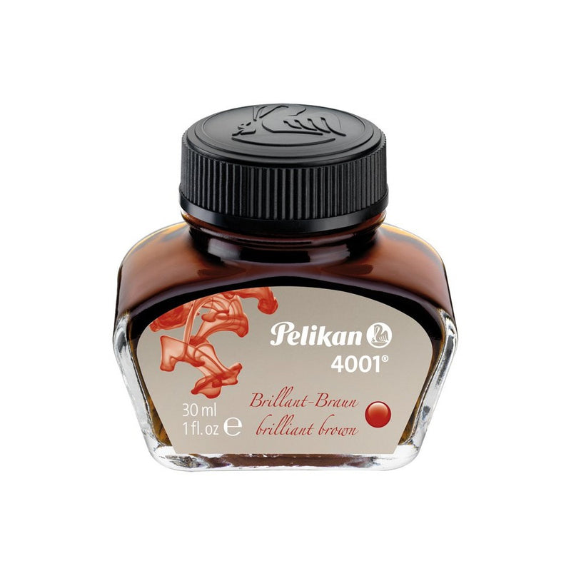 Pelikan 4001 Bottled Ink for Fountain Pens, Brilliant Brown, 30ml, 1 Each (311902)