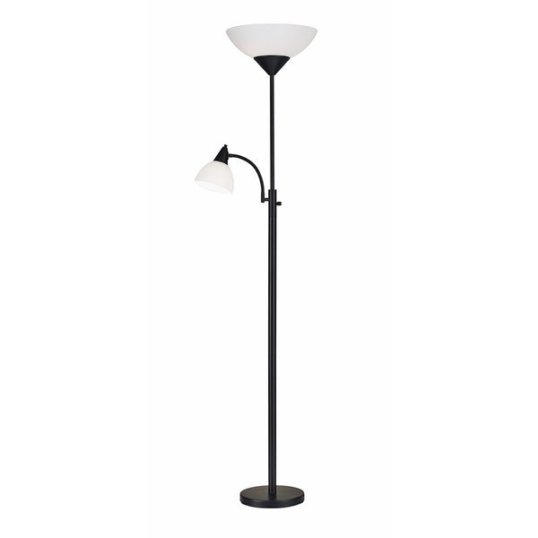 Adesso 7202-01 Piedmont 71" Torchiere with Adjustable Reading Lamp, 2 Lights, Black, Smart Outlet Compatible