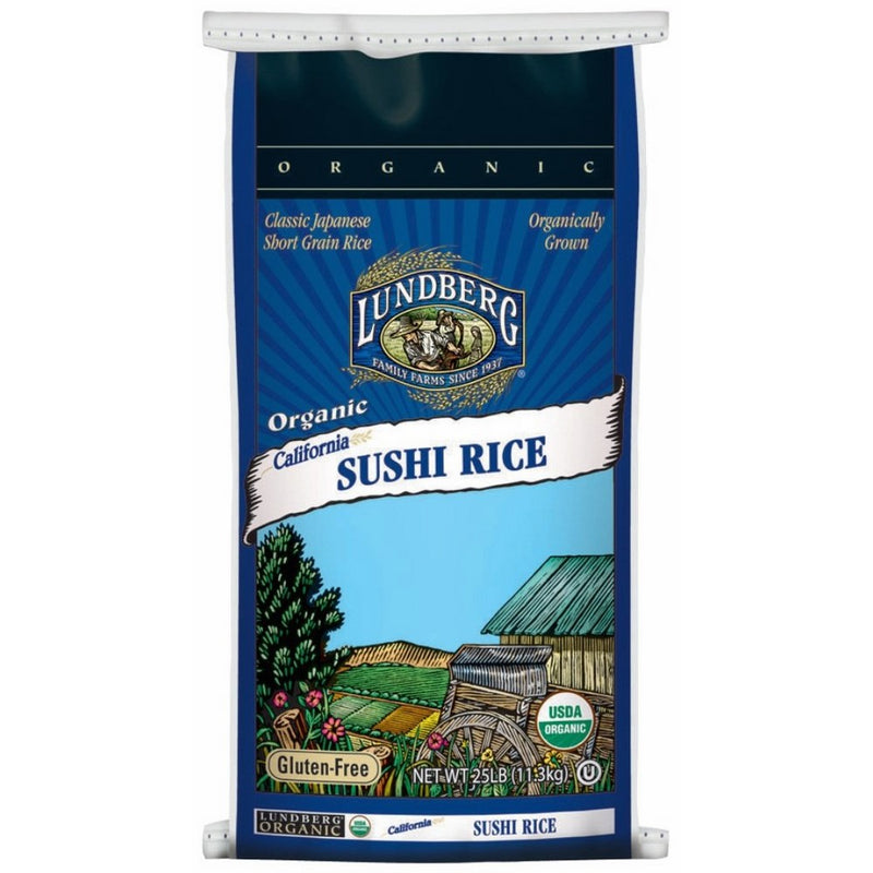 Lundberg Family Farms Organic Sushi Rice, California White, 25 Pounds