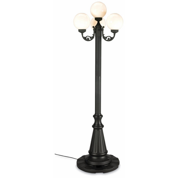 European 00370 Patio Lamp Black Body With Four White Globes 80-inches Tall