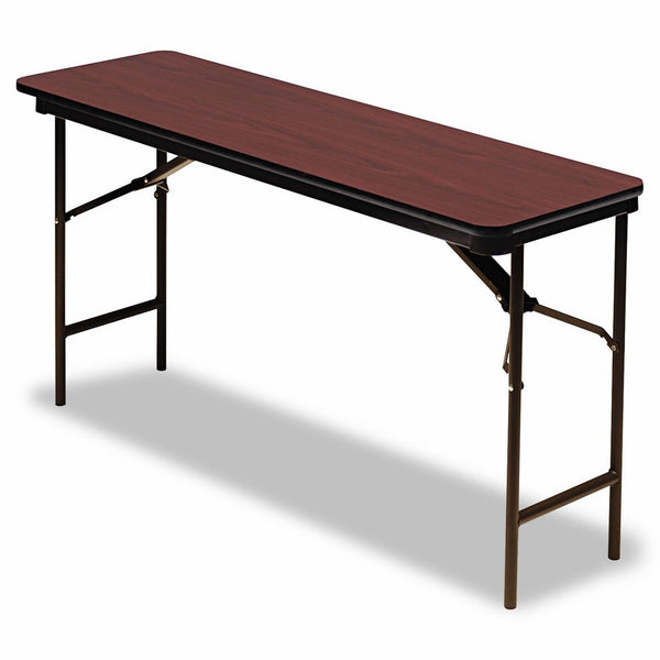 Iceberg ICE55274 Premium Wood Laminate Folding Table with Brown Steel Legs, 18" Length x 60" Width x 29" Height, Mahogany