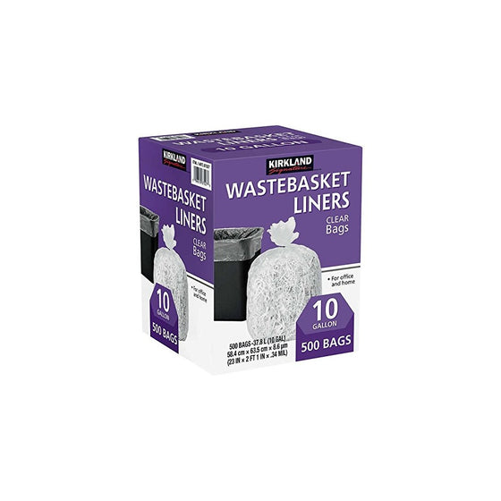 Kirkland Signature 10 Gallon Clear Wastebasket Liner 500 Count