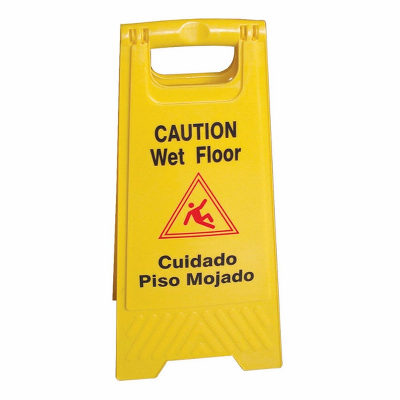 Excellante Wet Floor Caution Sign, Yellow, 24-Inch by 12-Inch Fold Up, Plastic