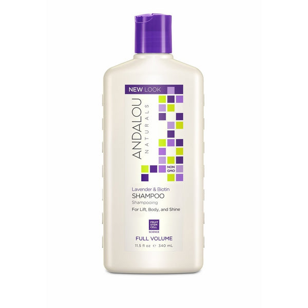 Andalou Naturals Lavender & Biotin Full Volume Shampoo, 11.5 oz, Helps Smooth & Strengthen for Fuller, Volumized Looking Hair