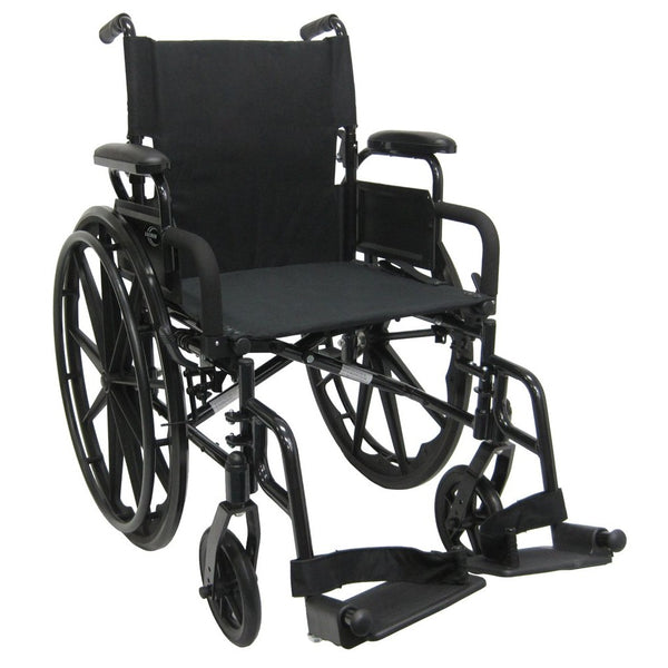 Karman Healthcare 802N-DY Aluminum Lightweight Wheelchair with Flip Back Armrests, Swing Away Footrests, Black, 16 Inches Seat Width