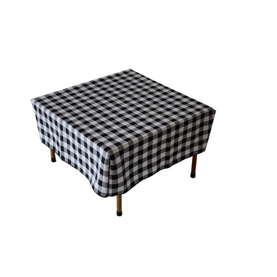 Table in a Bag TC2828BW Square Polyester Gingham Tablecloth, 28-inch by 28-inch, Black and White Checkered Pattern