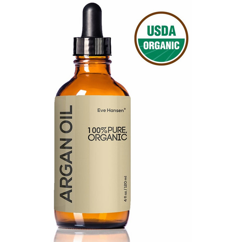 USDA Certified Organic Argan Oil by Eve Hansen - Moisturizing Pure Moroccan Argan Oil For Skin, Hair, and Nails - 4 Ounces.