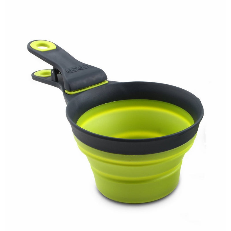 Dexas Popware for Pets Collapsible KlipScoop, 1 Cup Capacity, Gray/Green