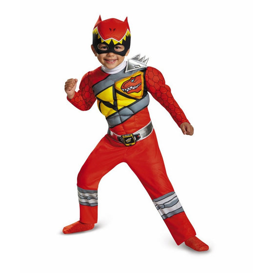 Disguise Red Ranger Dino Charge Toddler Muscle Costume, Medium (3T-4T)