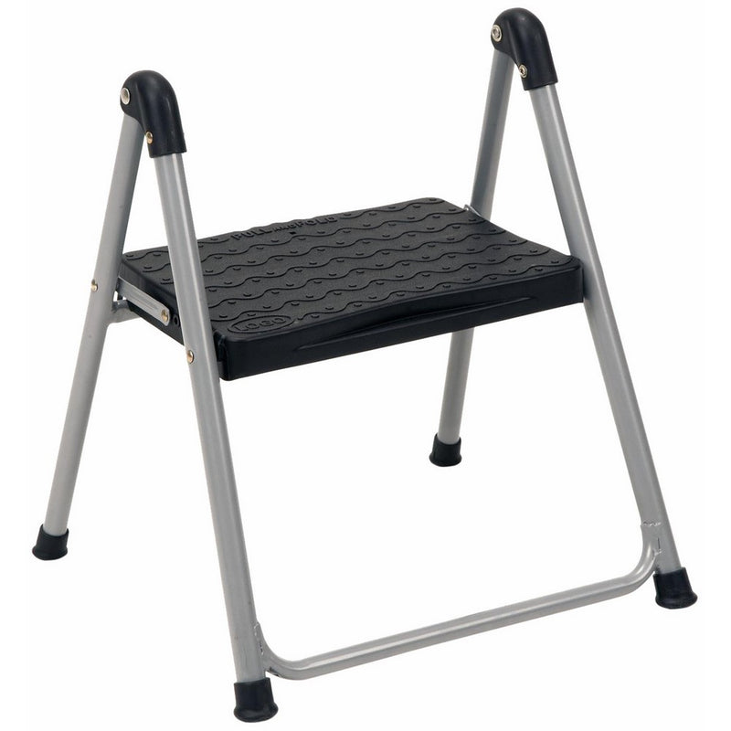 Cosco One Step Steel, Resin Steps, Step Stool without Handle, Platinum/Black