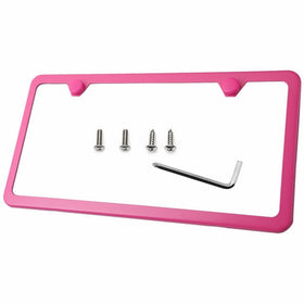 Premium UV Resistant Slim Style Stainless Steel License Plate Frame (2 Holes, Hot Pink)