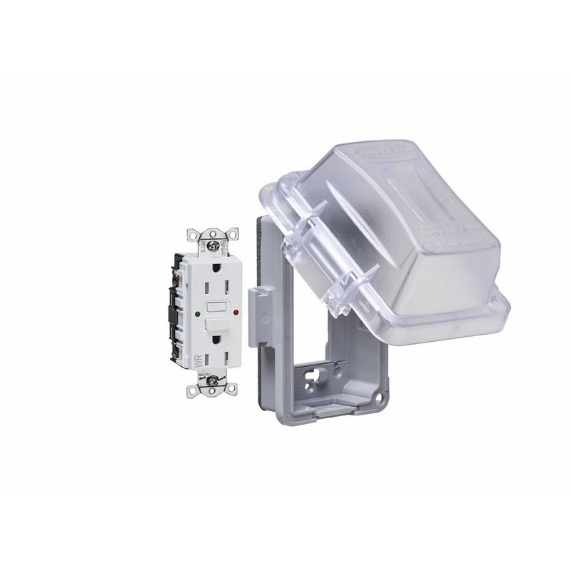 Taymac MG420CS 1-Gang Horizontal Or Vertical Mount Weatherproof Extra Duty While in Use Cover/Gfci Combo