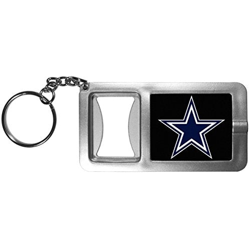 NFL Dallas Cowboys Split Ringer Flashlight Key Chain with Bottle Opener, Grey/Black