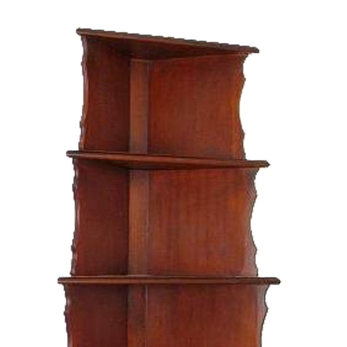 Wooden Corner Bookcase with 3 Shelves and 1 Cabinet, Brown